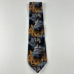Vintage 1996 J. Garcia New York "Collection 14" Brown Grey 100% Silk Tie USA